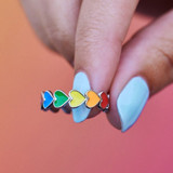 Pura Vida Rainbow Heart Band Ring with colorful striped design detail