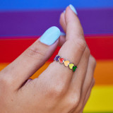 Pura Vida Rainbow Heart Band Ring