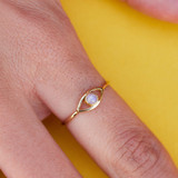 Pura Vida Gemstone Eye Ring in gold with decorative stone detail