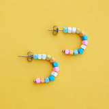 Pura Vida Bahama Bead Hoop Earrings silver front view