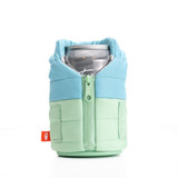 Puffin Drinkwear The Puffy Vest Koozie in seafoam and crater blue detail view