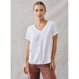 Bella Dahl Women's V-Neck Tee white front view