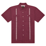 Texas Standard Men's Guayabera Libre Shirt Maroon front view