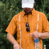 Texas Standard Men's Guayabera Libre Shirt Burnt Orange side view