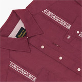 Texas Standard Men's Guayabera Libre Shirt Maroon back view
