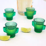 Kikkerland Cactus Shot Glasses displayed at an angle on white background
