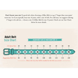 Zilker Belts Texas Monthly 50th Anniversary Belt cognac size chart