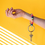 Ink & Alloy Seed Bead Key Ring - Rainbow Stripe