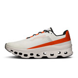 On Running Men's Cloudmonster Shoes in the Undyed White/Flame colorway