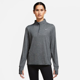 Nike Women's Dri-Fit Swift Element UV 1/4 Zip Running Top in Smoke Grey colorway