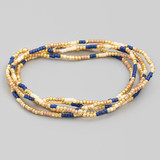Fame Dainty Seed Beaded Bracelets Navy/White/Gold