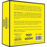 Hygge Games Who In The Room party game box displayed at angled view