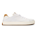 Olukai Men's Lae'ahi Li 'Ili Leather Sneakers in Bright White Olukai Men's Lae'ahi Li 'Ili Leather Sneakers in Bright White