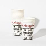 El Arroyo Dog Margaritas 12oz party cups with colorful festive design