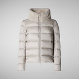Save The Duck Women's Mei Puffer Jacket Rainy Beige collar detail