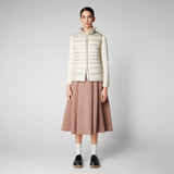 Save The Duck Women's Lynn Puffer Vest in Rainy Beige front view