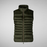 Save The Duck Women's Lynn Puffer Vest in Husk Green side view