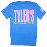 TYLER'S Track Tee Carolina Blue/Pink/Yellow back