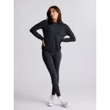Free Fly Women's Bamboo Lightweight Fleece Crew Pullover in Heather Black colorway