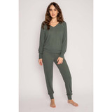 PJ Salvage Women's Textured Essentials Long Sleeve Top in Sage Leaf colorway