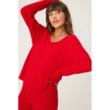 PJ Salvage Women's Textured Essentials Long Sleeve Top in Red colorway