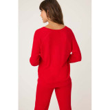 PJ Salvage Women's Textured Essentials Long Sleeve Top in Red colorway