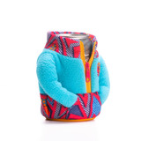 Puffin Drinkwear The Fleece Koozie in teal, angled view