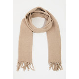 Fame Soft Knit Wool Fringe Scarf in Taupe with tassels