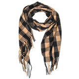 Checkered Plaid Fringe Scarf