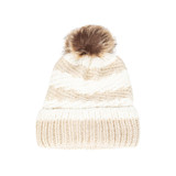 Striped Crochet Knit Pom Beanie