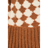 Fame Accessories Checkered Pattern Pom Beanie knit texture detail view