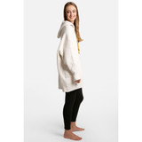 Smiley Soft Luxury Blanket Hoodie in cream with happy face design front angle view