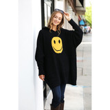 Smiley Soft Luxury Blanket Hoodie in neutral tone angled view showing fabric texture