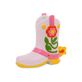 ban.do Giddy Up Cowboy Boot Vase in cream ceramic with western design