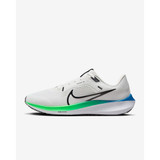 The Nike Men's Pegasus 40 Running Shoes In Platinum Tint, White, Green Strike, and Black