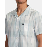 The RVCA Men's Ray Plaid Short Sleeve  Woven denim shirt in the Vanilla Colorway