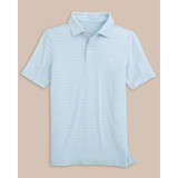 The Boys Ryder Heather Halls Stripe Performance Polo in Heather Clearwater Blue colorway