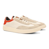 The Olukai Men's Punini Sneaker Shoes in the colorway Off White/ Molten Orange