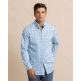 The Intercoastal Primrose Plaid Long Sleeve Sport Shirt in  Subdued Blue colorway