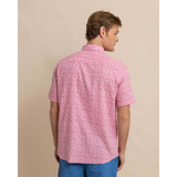 The Linen Rayon Ditzy Floral Short Sleeve Sport hoodie in Geranium Pink in colorway