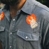 The Howler Brothers Men's Gaucho Snapshirt Long Sleeve in the Bark At The Moon Colorway