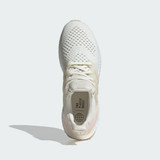The Adidas Woman's Ultraboost 1.0 in the colorway Off White / Off White / Wonder Quartz