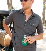 Criquet Men's Heather Performance Sport Players Shirt in Rock Steady