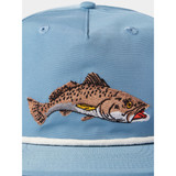 The Duck Camp Speckled Trout burgundy Hat in the Gulf Grey Colorway