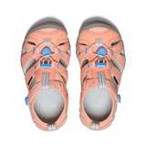 The Keen Little Girls' Seacamp II CNX Sandals in the colorway Papaya Punch/ Marina