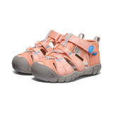 The Keen Toddlers' Seacamp II CNX Sandal in the colorway Papaya Punch/ Marina