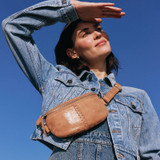 Hobo Fern Buffed Leather Belt Bag in whiskey leather