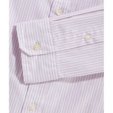 The Vineyards Vines Men's On-The-Go brrrº Stripe Spread Collar Shirt in Flamingo colorway
