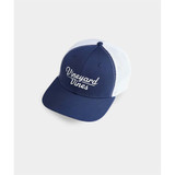 The Vineyards Vines Men's Golf Logo Performance Trucker Hat in Nautical Navy colorway