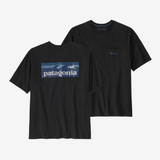 The Patagonia Men's Boardshort Logo Pocket Responsibili-Tee in Ink Black